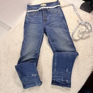 Madewell High Rise Slim Straight Jeans Womens 24 Button Fly Distressed